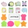 HAIJSEVR Sticky Notes, Self-Stick Removable Shaped Sticky Note - 14 Pads - 100 Sheets 6 Pad Shaped Note -20 Sheets 8 Pad Animal Notes(14 Pack)