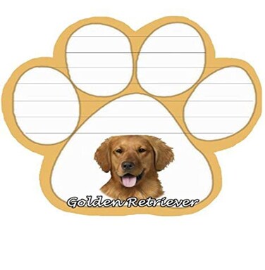 Golden Retriever Notepad With Unique Die Cut Paw Shaped Sticky Notes 50 Sheets Measuring 5 by 4.7 Inches Convenient Functional Everyday Item Great Gift For Golden Retriever Lovers and Owners