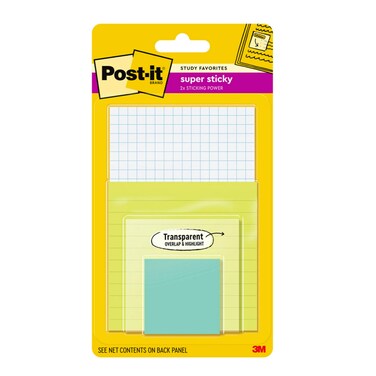 Post-it Super Sticky Notes Study Pack Multiple Sizes 4 Pads/Pack