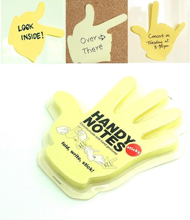 SNUGFX Yellow Fold Write Handy Notes Hand Shaped Sticky Notes Sticker 90 Sheets
