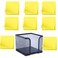 Memo Holder, Steel Mesh Sticky Notes Dispenser - with 12 Pads Adhesive Sticky Notes, Yellow - 3x3 Inch - Total of 1200 Sheets - Value Set