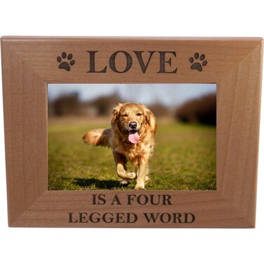 CustomGiftsNow Love is A Four Legged Word Alder Wood Picture Frame - Great Gift for a Dog Lover (4x6 Horizontal)
