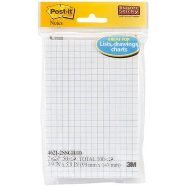 Post-It Super Sticky Notes 3.9"X5.8" 2/Pkg-Gridlines