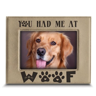 BELLA BUSTA- You Had Me At Woof- Dog Lover Gift-Dog Frame-Pet Frame-Engraved Leather Picture Frame (5"x 7" Vertical)