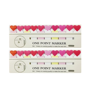 Wrapables&Acirc;&reg; Bookmark Flag Tab Sticky Notes, Hearts (Set of 2)