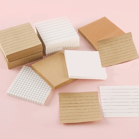 6 Pack Ticky Work Life Sticky Notes,6 Style(80 Sheets Each Set)Exclusive Bright Vintage Vellum and White Color Collection,White(Square,Horizontal line,Blank),Brown(Square,Horizontal line,Brown)(3x3in)