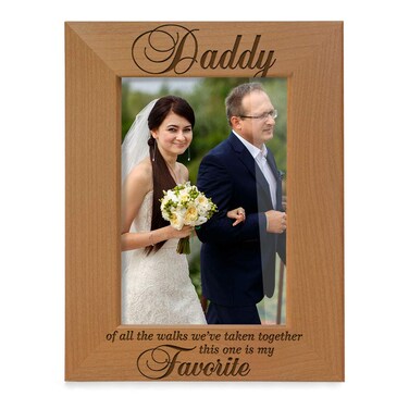 KATE POSH Daddy of All The Walks We've Taken Together This one is My Favorite. Engraved Natural Wood Picture Frame, Father of The Bride Wedding Gifts, Thank You Dad, Best Dad Ever (5x7-Vertical)