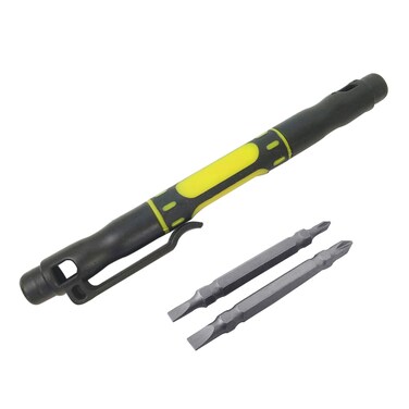 Pen Shape Pocket Mini Screwdriver With 4 Double End Bits Repair Tools Kit Flat Head Cross Head Screwdriver Tools Screwdriver Pen Pocket Multi-tool