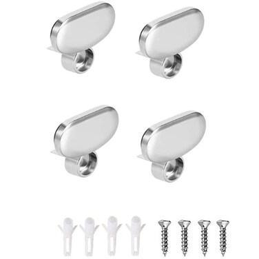 jing Mirror Clips, Glass Clips Clamps Holder Oval Wall Mounted Mirrors BracketClip Bathroom Mirrors Supporting Sheet Mirror Fixed Fitting 4 Pcs