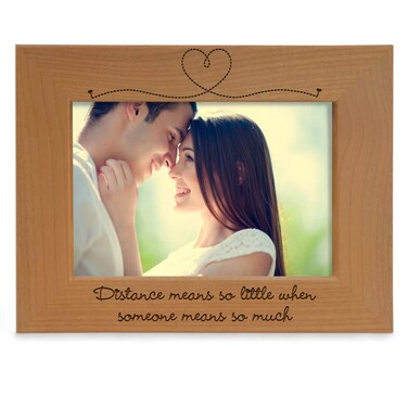 KATE POSH Distance means so little when someone means so much Wood Picture Frame - Engagement, Valentine's, Weddings, I Love You Gifts (4x6-Horizontal)