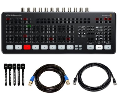 Blackmagic Design ATEM SDI Pro ISO Live Stream Switcher Bundle with 8&acirc;&euro;&trade; 6G-SDI Cable, 7&acirc;&euro;&trade; Cat5e Cable, and 5-Pack of SolidSignal Cable Ties (SWATEMMXEPBPRISO)