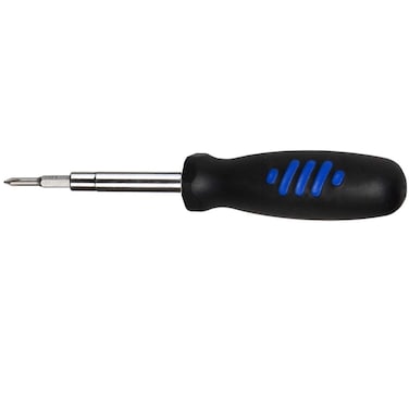 Edward Tools Multi Tool Screwdriver 6 in 1 - Combination Multi Bit Screwdriver with #1, #2 Phillips, 3/16", 1/4" slotted, 1/4", 5/16" nut drivers - Steel Bits - Ergonomic Rubber Handle
