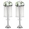 2Pcs 21.88" Height Elegant Centerpieces with Chandelier Crystals Metal Vase Silver Flower Stand for Table Wedding Centerpieces Decorations, Christmas,Event, Home, Party