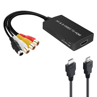 TaiHuai SVideo to HDMI Converter, S-Video and 3RCA CVBS Composite to Audio Video Converter Support 1080P/ 720P Compatible with PC Laptop, Xbox, PS3, DVD Playe (S-Video and 3RCA is Female