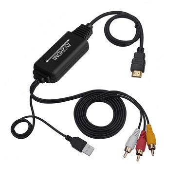 RCA to HDMI Converter, AV to HDMI Converter Cable Cord, 3RCA CVBS Composite Audio Video to 1080P HDMI Supporting PAL NTSC for PC Laptop Xbox PS3 PS4 TV STB VHS VCR Camera DVD Etc