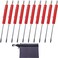 TRIMOU POCKET Screwdriver with Valve Core Tool, 10 PCS Mini 2 in 1 Slotted Screwdriver Schrader Removal Tool with Pocket Clips for Automotive Technicians, Mechanicians, Electricians (Red)