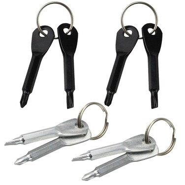8Pcs Mini Keychain Screwdriver, Portable Pocket Key Chain Flathead &amp; Phillips Screwdriver Set with Key Ring, Outdoor EDC Multifunction Screwdriver Repairing Tool(Black &amp; Silver)