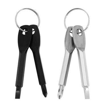 Micro Traders 4Pcs Portable Keychain Screwdriver Stainless Steel Multi-Function Key Rings Screwdriver Mini Screwdriver Tool Set Hand Tools Kit