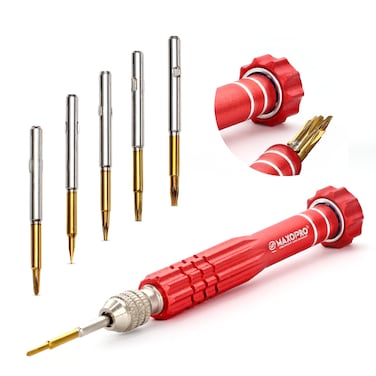 5-in-1 Multifunctional Eyeglass Screwdriver Kit   Mini Screwdriver for Glasses with Swivel Head and Strong Magnetic Tips   Premium Set for Eyeglass Sunglasses Electronics Phone Jewelry - By MaxoPro