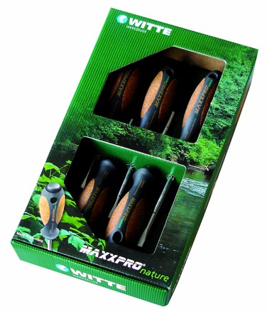 Witte Maxx Pro Nature (Cork) Slotted and Phillips Screwdriver Set, 5 Pieces
