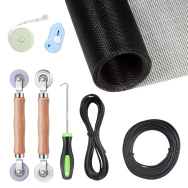 TOOLTRIZ Window Screen Replacement Kit-8 in 1 Sliding Door Screen Replacement and Screen Door Repair Kit&iuml;&frac14;&circ;Black&iuml;&frac14;&OElig;48&acirc;&euro;&oelig;x118&acirc;&euro;&iuml;&frac14;&permil;