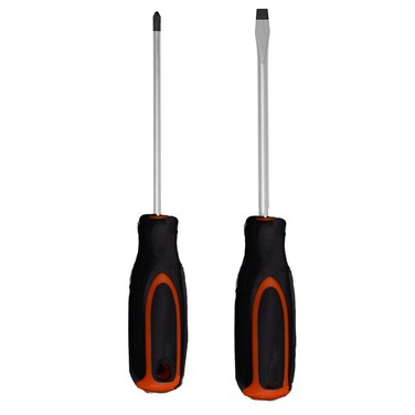 Edward Tools Harden Screwdriver Set Phillips and Flat Head - Magnetized CRV Steel Tips - Ergo Grip Handle - #2 Phillips, Slotted 1/4&acirc;&euro;