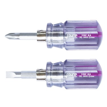 SKZIRI 2PCS Short Stubby Phillips and Flat Head Mini Short Screwdriver Set Magnetic Screwdriver Dual End