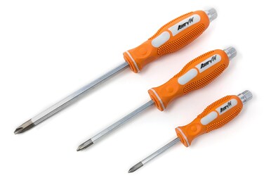 RW 0059-006 JIS (Japanese Industrial Standard) Screwdrivers #1, #2, #3 (Set of 3) Small Medium Large Metric Full Tang Solid Shaft Screw Driver