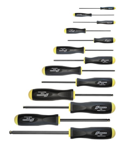 Bondhus 74637 Set of 13 Balldriver Screwdrivers with ProHold Tip, ProGuard Finish, sizes .050-3/8-Inch