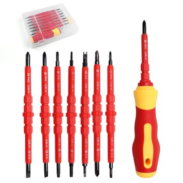 7 in 1 Insulated Screwdriver Set Magnetic Screwdriver Tool Kit Electrician Multifunctional Interchangeable Chrome Vanadium Screwdrivers New Handle Electrician Soft-Grip