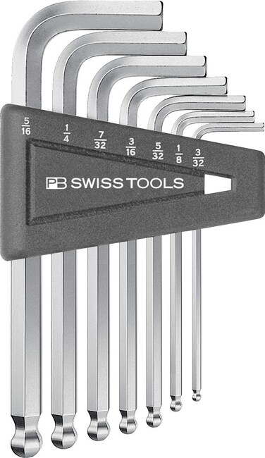 PB SWISS TOOLS Hex Allen Wrench Set PB 212Z.H CN   100% Swiss Made   7-Piece Set with Ball Point Sized 3/32, 1/8, 5/32, 3/16, 7/32, 1/4, 5/16