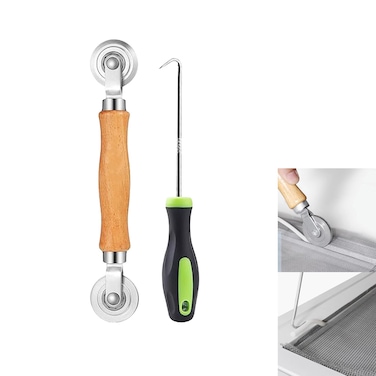Rolling Screen Tool,Screen Tools for Installing Door Screens Window,Spline Tool,Screen Repair Tool Spline Roller for Installing Door Screen Window,with Steel Wheels and Layering Hook Tool