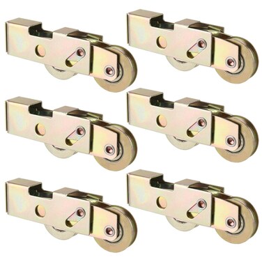 SEUNMUK 6 Pack Sliding Patio Door Roller Replacement,1-1/4 Steel Sliding Patio Glass Door Tandem Roller, Steel Ball Wheel Bearing for Gate Window (Golden)