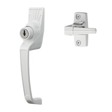 Classic Push-Button Handle Set with Key Lock (White)