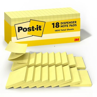 Post-it Pop-up Notes Original Canary Yellow Pop-up Refill Cabinet Pack, 3" x 3", Canary Yellow, 90 Sheets/Pad, 18 Pads/Pack