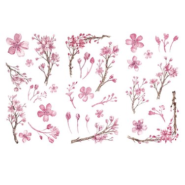 3 Sheets Cherry Blossom Tree Flower Washi Stickers Decals for Scrapbook Card Making Envelope Guitar Walls Cars Crafts Tumblers Windows Furniture, Cherry Blossoms Tree Decal Sticker