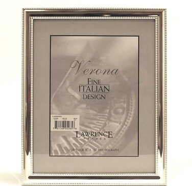 Lawrence Frames 510780 8x10 Metal Picture Frame Silver-Plate with Delicate Beading