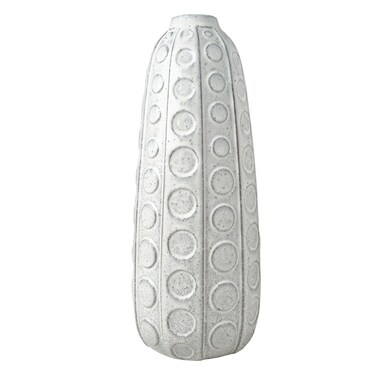 Mikasa White Embossed Dot Textured Ceramic Vase, 6.1x6.1x15.35 Inch