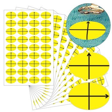 3/4" x1/2" Machine Embroidery Design Placement Reusable Oval Shape Target Yellow Embroidery Target Labels 360 Pcs