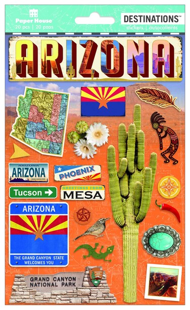 Paper House Productions Travel Arizona 2D Stickers, 3-Pack