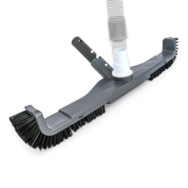 Curved Pool Brush with Vacuum Head   Durable Side &amp; Bottom Bristles Swivel Hose Connection   Heavy Duty Inground &amp; Above Pool Cleaning XL 20-Inch 2 in 1