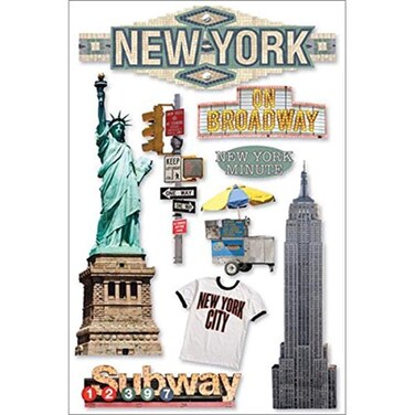 Paper House Productions STDM-0011E 3D Cardstock Stickers, New York City (3-Pack)