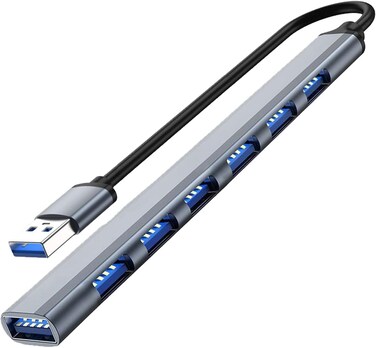 7-Port USB Hub 3.0, Snlrntin Multi Port USB Hub Splitter, Aluminium Multiport USB Hub USB Adapter USB Extender Hub for Laptop, PC, MacBook, Mac Pro, iMac, Dell XPS, Surface Pro and More