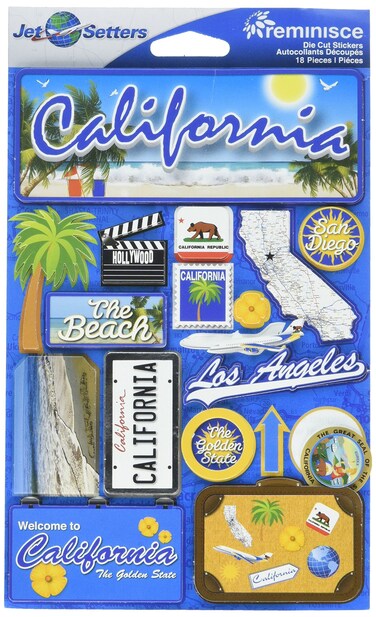 Reminisce Jet Setters State Dimensional Stickers 4.5"X7.5"-California -JST00-4