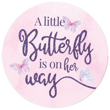 Butterfly Girl Baby Shower Favor Stickers, A Little Butterfly is on Her Way Baby Shower Decorations, Party Favor Bag Seals, Envelope Stickers - 40 Count