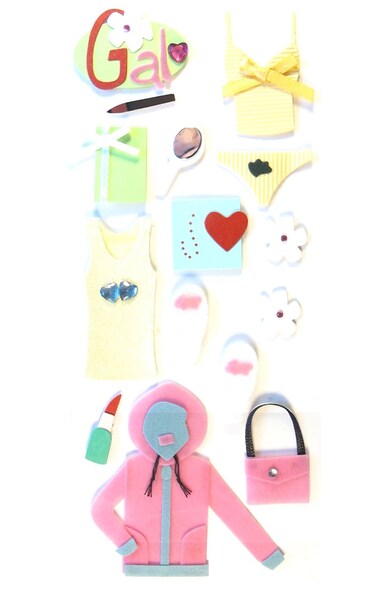 Forever in Time Diva Girl Gal's Accessories 3D Scrapbook Stickers