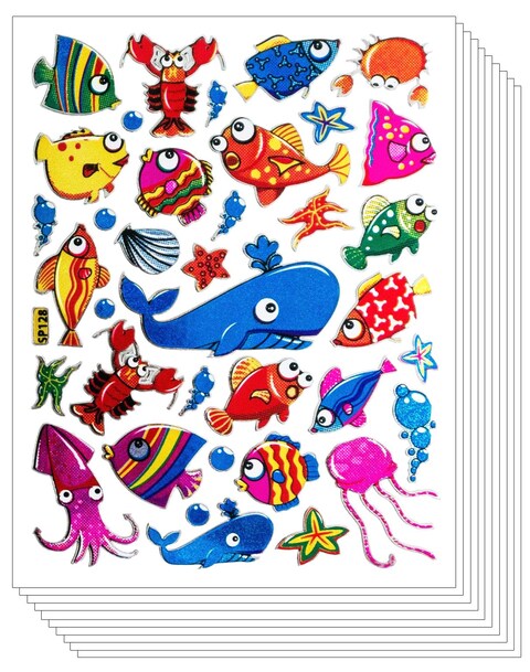 Fish Whale Shape Stickers for Scrapbook (10 Sheets)