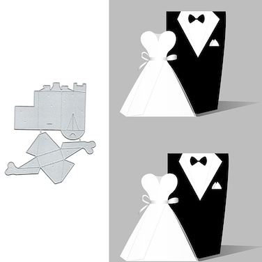 Suds&amp;WH Wedding Dress Suit Style Box Metal Die Cuts,Wedding Couple Candy Box Cutting Dies Cut Stencils for DIY Scrapbooking Decorative Embossing Paper Scrapbooking Card Making