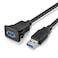 URWOOW USB3.0 Square Flush Mount - 1M 3ft USB 3.0 Extension Mount, Dash Mount, Flush Mount, Panel Mount Cable, for Car, Boat, Motorcycle (3 feet)