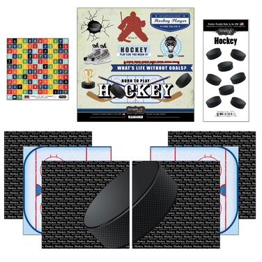 Scrapbook Customs Go Big Hockey Themed Paper and Stickers Scrapbook Kit 12 inch by 12 inch